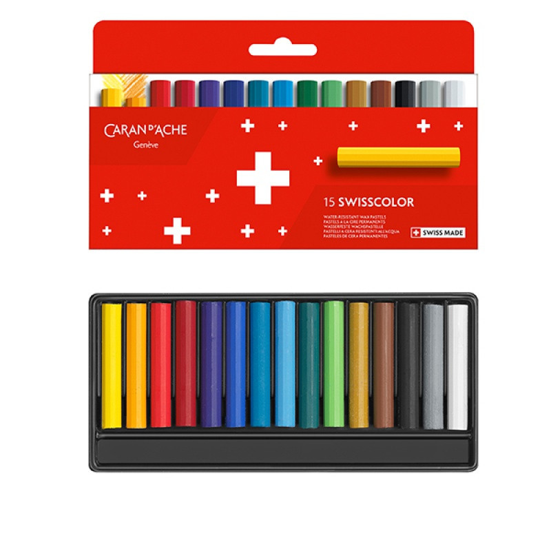 Kredki woskowe CARAN D'ACHE Swisscolor, kartonowe pudełko, 15 szt.