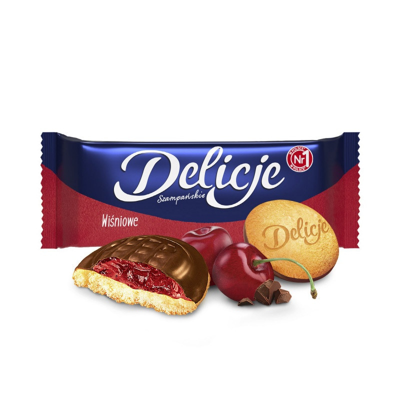 Ciastka DELICJE SZAMPAŃSKIE, 147 g, wiśniowe