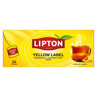 Herbata LIPTON czarna, Yellow Label, 25 torebek