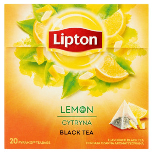 Herbata LIPTON, piramidki, czarna, cytryna, 20 szt.