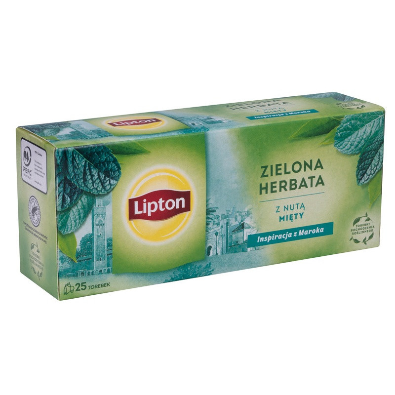 Herbata LIPTON zielona, miętowa, 25 torebek