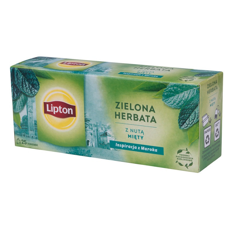 Herbata LIPTON zielona, miętowa, 25 torebek