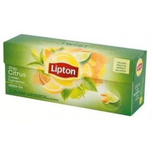 Herbata LIPTON zielona, cytrusowa, 25 torebek