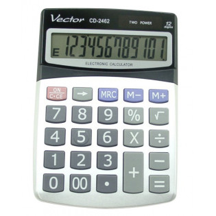 Kalkulator biurowy VECTOR KAV CD-2462, 12-cyfrowy, 115x155mm, szary