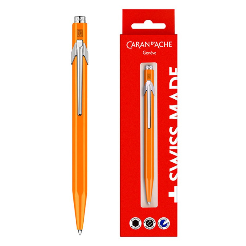 Długopis CARAN D’ACHE 849 Gift Box Fluo Line Orange, pomarańczowy