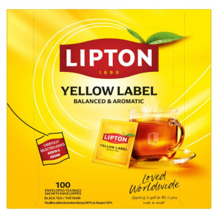 Herbata LIPTON czarna, Yellow Label, 100 kopert