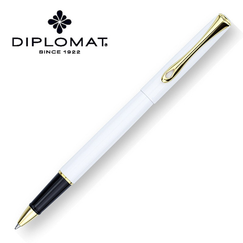 Pióro kulkowe DIPLOMAT Traveller, M, białe/złote
