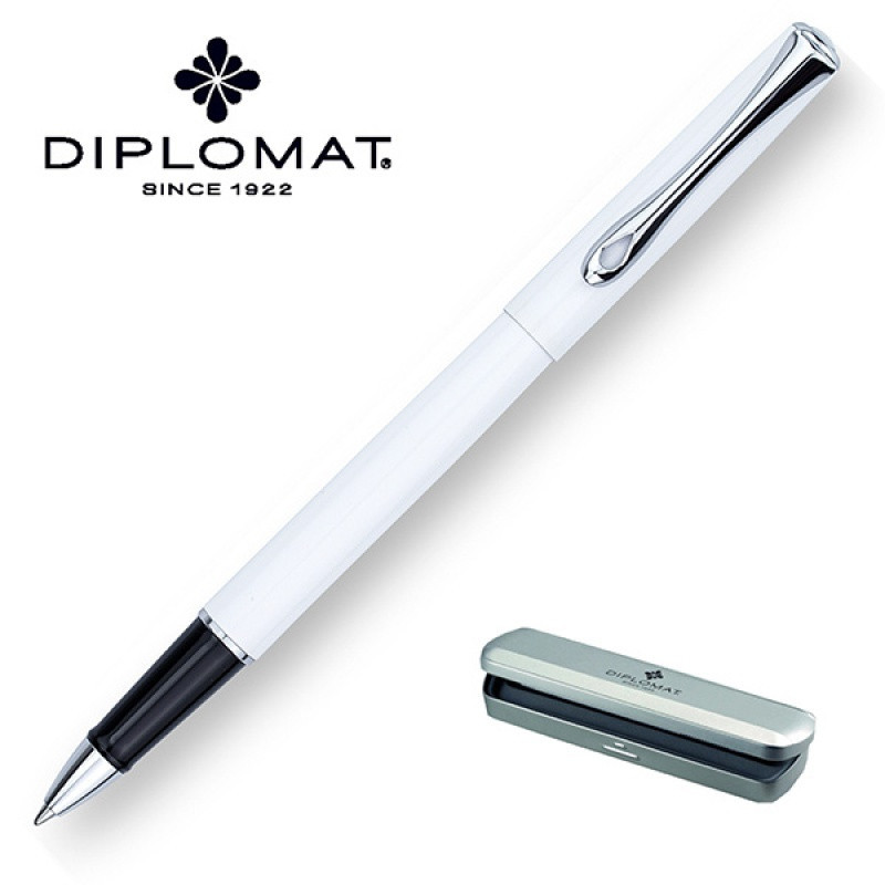 Pióro kulkowe DIPLOMAT Traveller, M, białe/chromowane