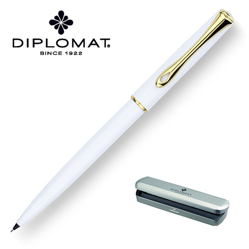 Ołówek automatyczny DIPLOMAT Traveller, 0,5mm, biały/złoty