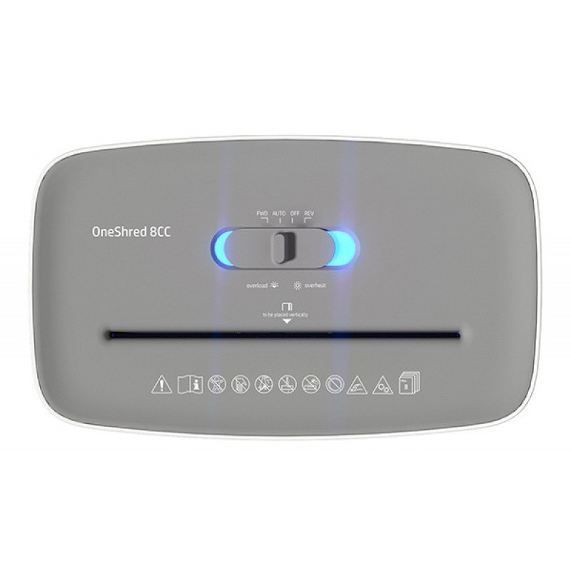 Niszczarka HP ONESHRED 8CC, ścinki, P-4, 8kart., 15l, jasnoszara