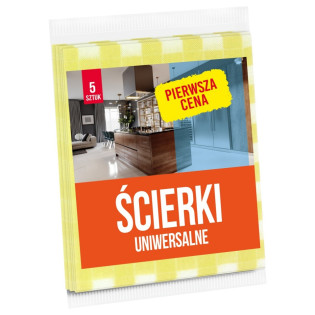 Ścierki uniwersalne PIERWSZA CENA, 5 szt., biało-żółte