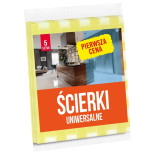 Ścierki uniwersalne PIERWSZA CENA, 5 szt., biało-żółte