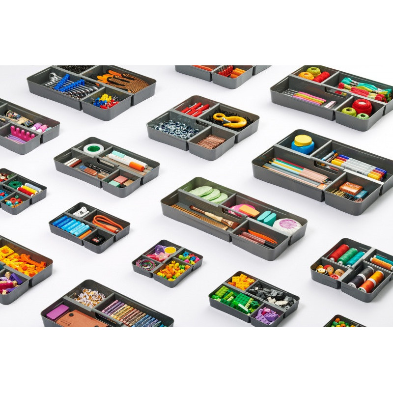 Pojemnik do przechowywania MOXOM, Insert Box, 15,5l, z rączką, z klipsami, transparentny grafit