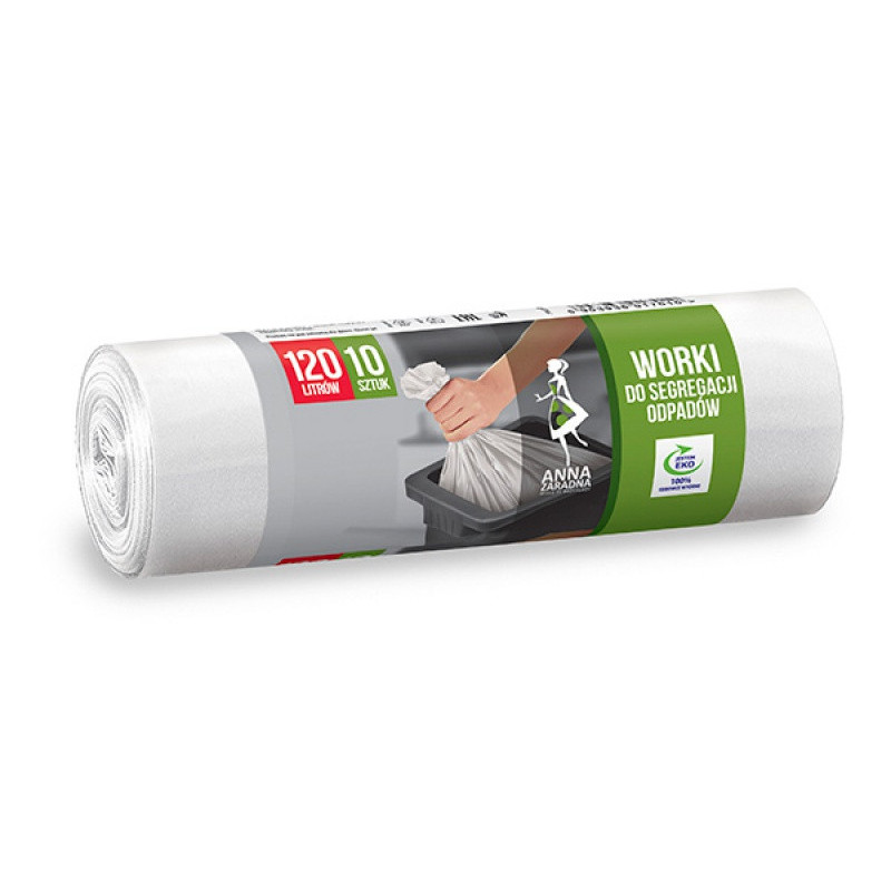 Worki do segregacji odpadów ANNA ZARADNA, 120 l, 10 szt., białe