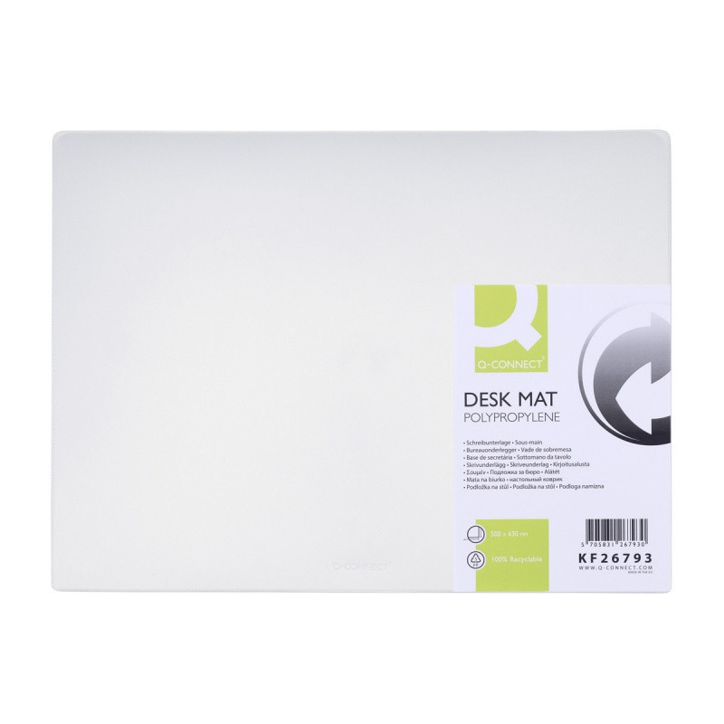 Podkładka na biurko Q-CONNECT, PP, 500x630mm, transparentna