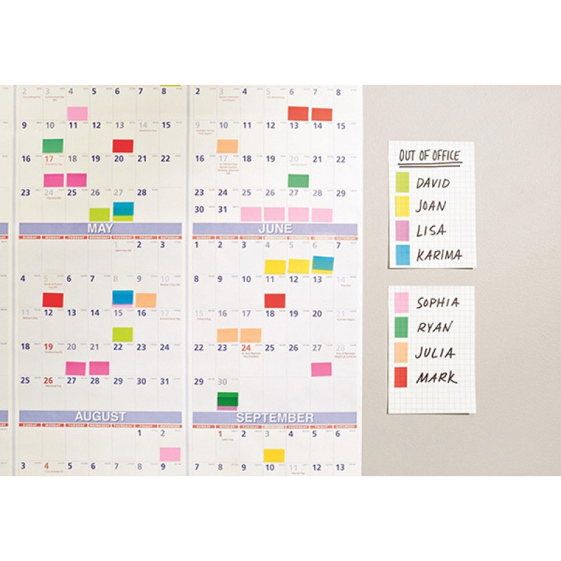 Zakładki indeksujące Post-it® (680-P5), zestaw promocyjny, 25,4x43,2mm, 3x50+ 2x50 GRATIS, mix kolorów