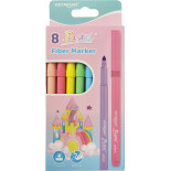 Flamastry KEYROAD FIBER MARKER, 8szt, zawieszka, mix kolorów