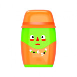 Temperówka plastikowa KEYROAD Hello, z gumką, podwójna, z pojemnikiem, blister, mix kolorów