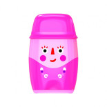 Temperówka plastikowa KEYROAD Hello, z gumką, podwójna, z pojemnikiem, blister, mix kolorów