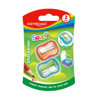 Temperówka plastikowa KEYROAD Seed, pojedyncza, z osłoną, średnica: 8mm, 2szt, blister
