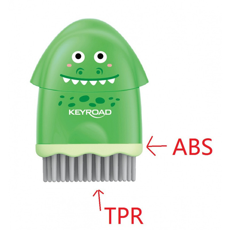 Temperówka plastikowa z gumką KEYROAD ROCKY-DOCKY, pojedyncza, z pojemnikiem, średnica: 8mm, blister