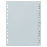 Przekładki indeksowane BIELLA, A4, PP, 20kart, INDEX 1-20, szare