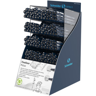 Display cienkopisów SCHNEIDER Pictus, 144 szt., czarne, mix grubości