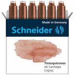 Naboje do piór SCHNEIDER, 6 szt., cognac / ciemnobrązowy