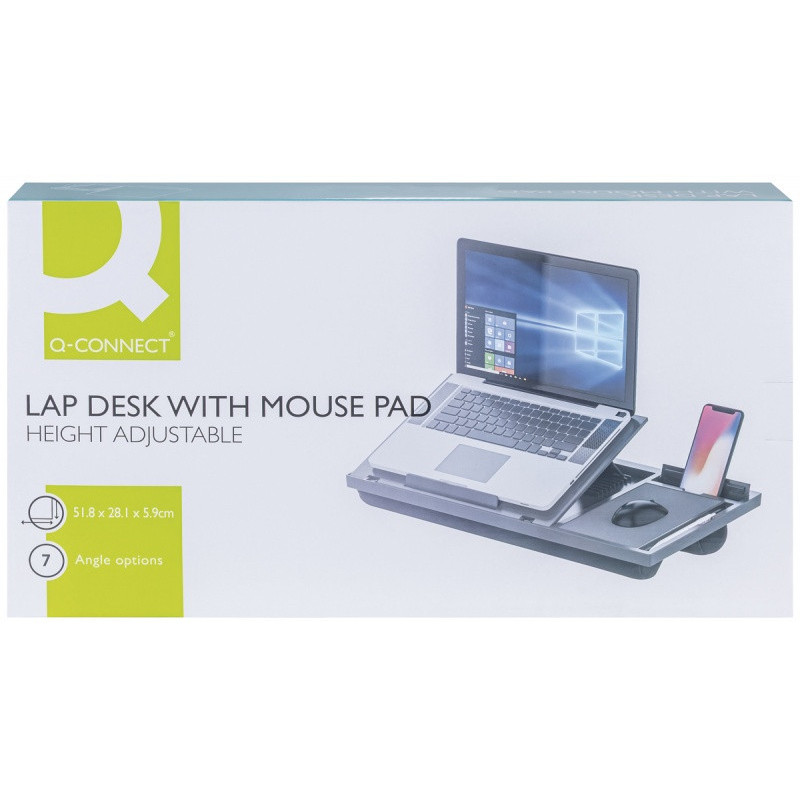 Podstawa pod laptopa z podkładką pod mysz Q-CONNECT, 51,8 x 28,1 x 5,9 cm, czarna