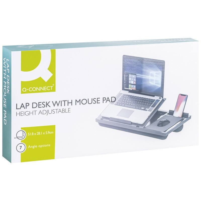 Podstawa pod laptopa z podkładką pod mysz Q-CONNECT, 51,8 x 28,1 x 5,9 cm, czarna