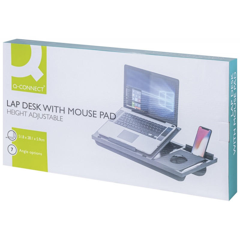 Podstawa pod laptopa z podkładką pod mysz Q-CONNECT, 51,8 x 28,1 x 5,9 cm, czarna