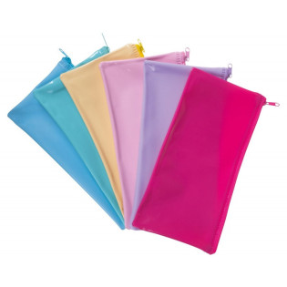 Piórnik saszetka GIMBOO, płaska, PVC, 22x11 cm, 280 MIC, mix kolorów pastel