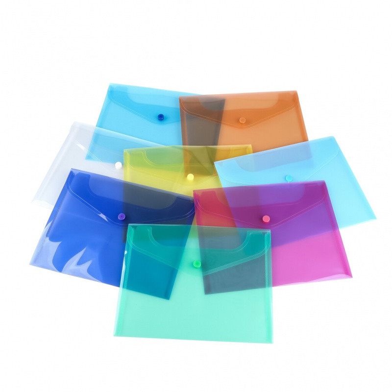 Teczka kopertowa, PP, C5, 185 x 238 x 0,18 mm, na zatrzask, display, mix kolorów