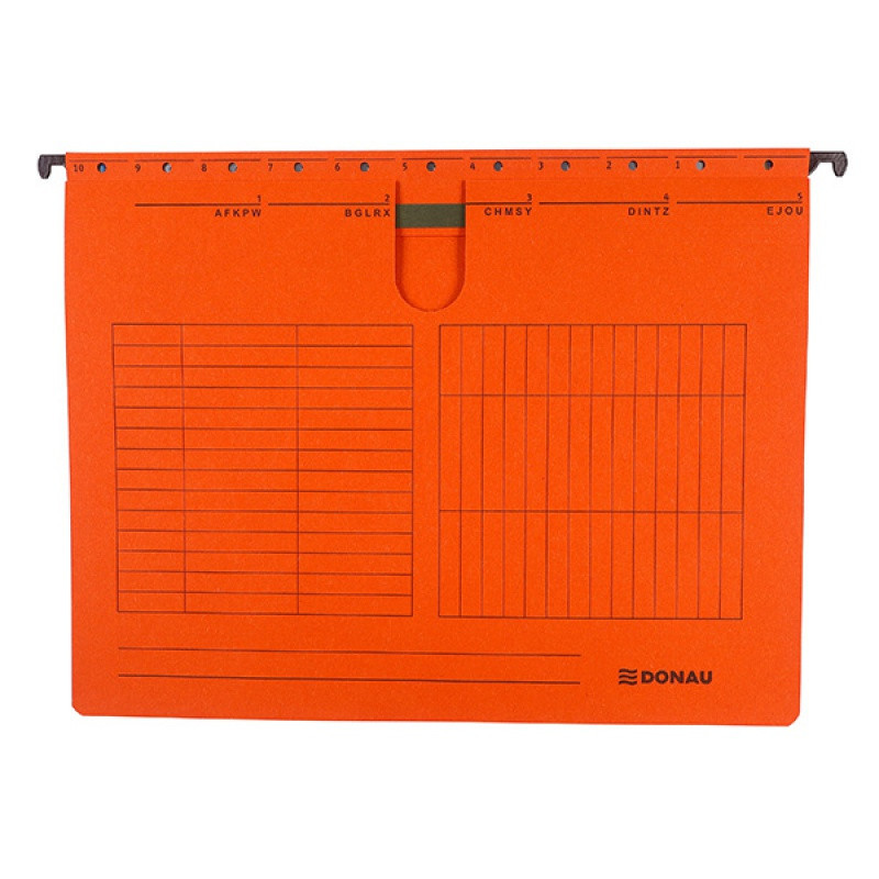 Teczka zawieszkowa DONAU z wąsem, A4, 230gsm, pomarańczowa