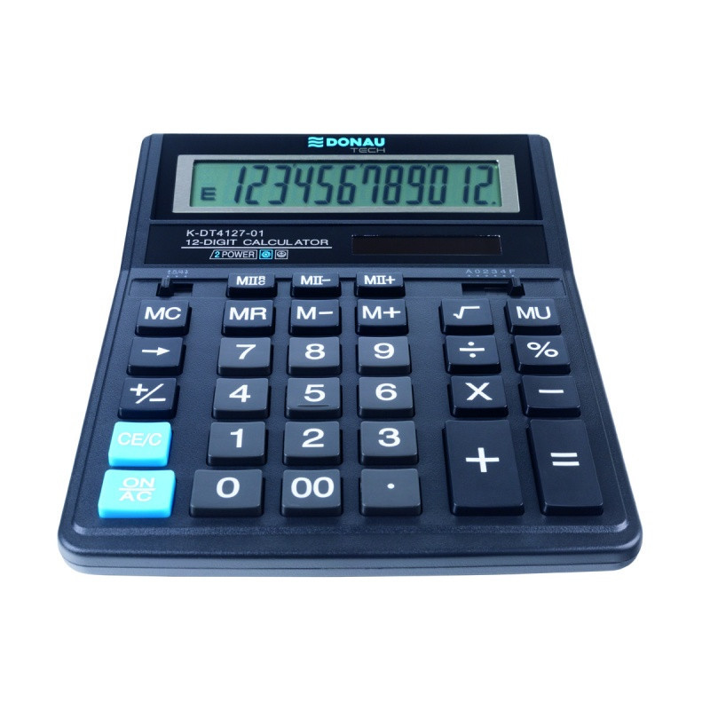 Kalkulator biurowy DONAU TECH, CI-SDC888XBK, 12-cyfr. wyświetlacz, wym. 203x158x31 mm, czarny