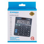 Kalkulator biurowy DONAU TECH, 12-cyfr. wyświetlacz, wym. 140x122x30 mm, czarny