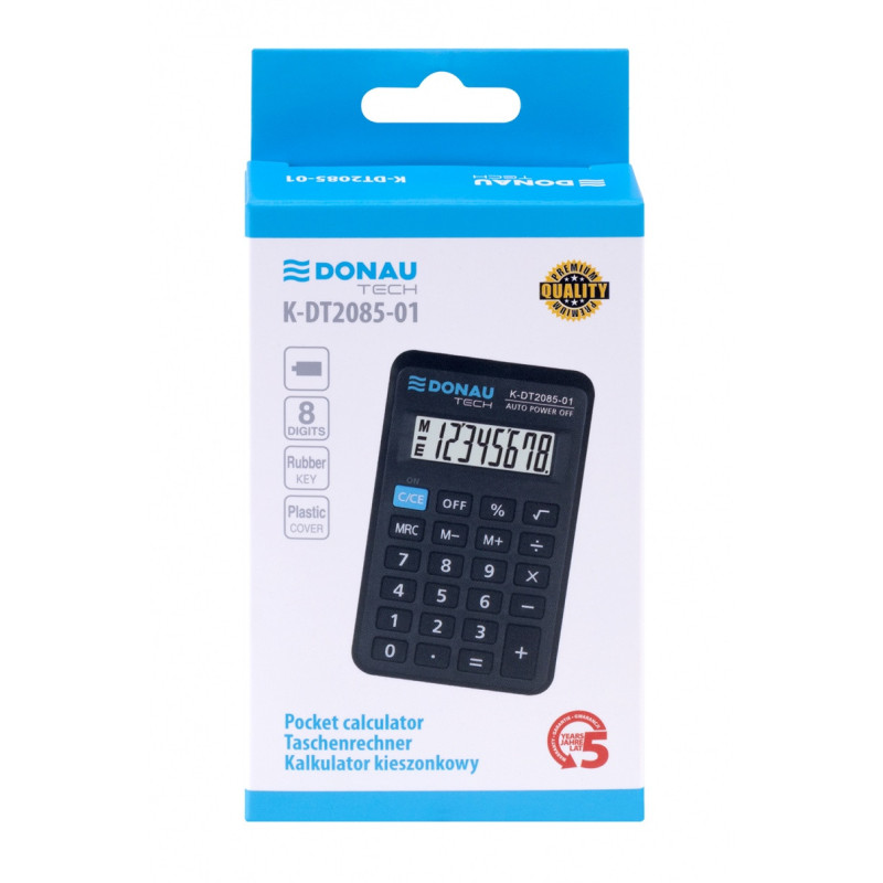 Kalkulator kieszonkowy DONAU TECH, CI-LC310NR, 8-cyfr. wyświetlacz, wym. 114x69x19 mm, czarny