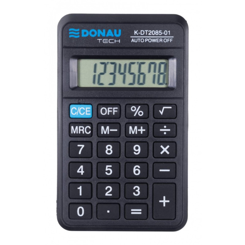 Kalkulator kieszonkowy DONAU TECH, CI-LC310NR, 8-cyfr. wyświetlacz, wym. 114x69x19 mm, czarny