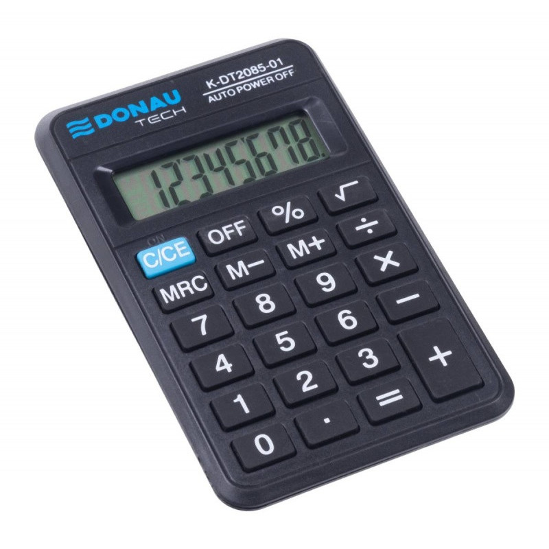 Kalkulator kieszonkowy DONAU TECH, CI-LC310NR, 8-cyfr. wyświetlacz, wym. 114x69x19 mm, czarny
