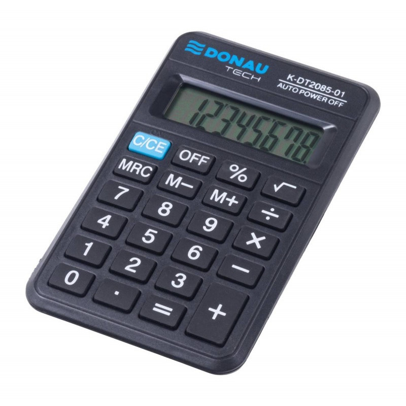Kalkulator kieszonkowy DONAU TECH, CI-LC310NR, 8-cyfr. wyświetlacz, wym. 114x69x19 mm, czarny