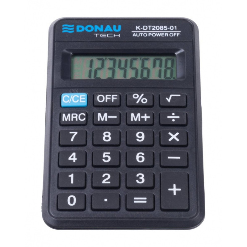 Kalkulator kieszonkowy DONAU TECH, CI-LC310NR, 8-cyfr. wyświetlacz, wym. 114x69x19 mm, czarny