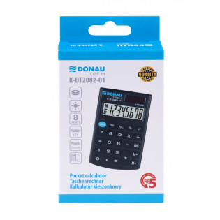 Kalkulator kieszonkowy DONAU TECH, CI-SLD200NR, 8-cyfr. wyświetlacz, wym. 97x60x10 mm, czarny