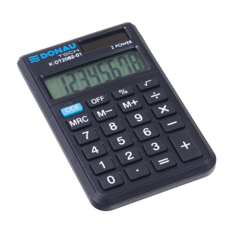 Kalkulator kieszonkowy DONAU TECH, CI-SLD200NR, 8-cyfr. wyświetlacz, wym. 97x60x10 mm, czarny
