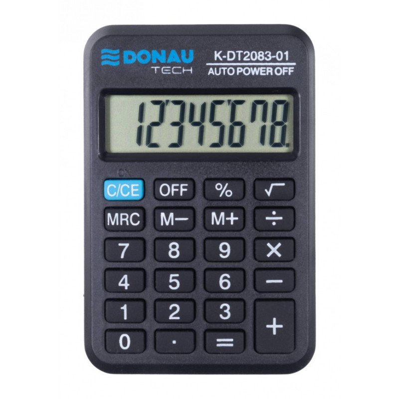 Kalkulator kieszonkowy DONAU TECH, CI-LC110NR, 8-cyfr. wyświetlacz, wym. 89x58x11 mm, czarny