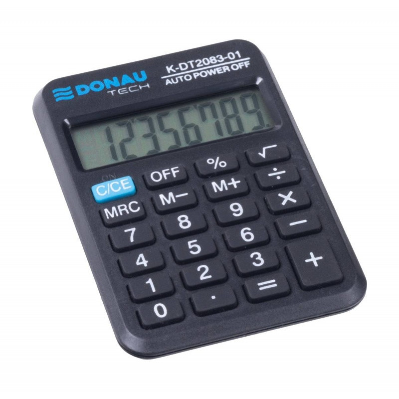 Kalkulator kieszonkowy DONAU TECH, CI-LC110NR, 8-cyfr. wyświetlacz, wym. 89x58x11 mm, czarny