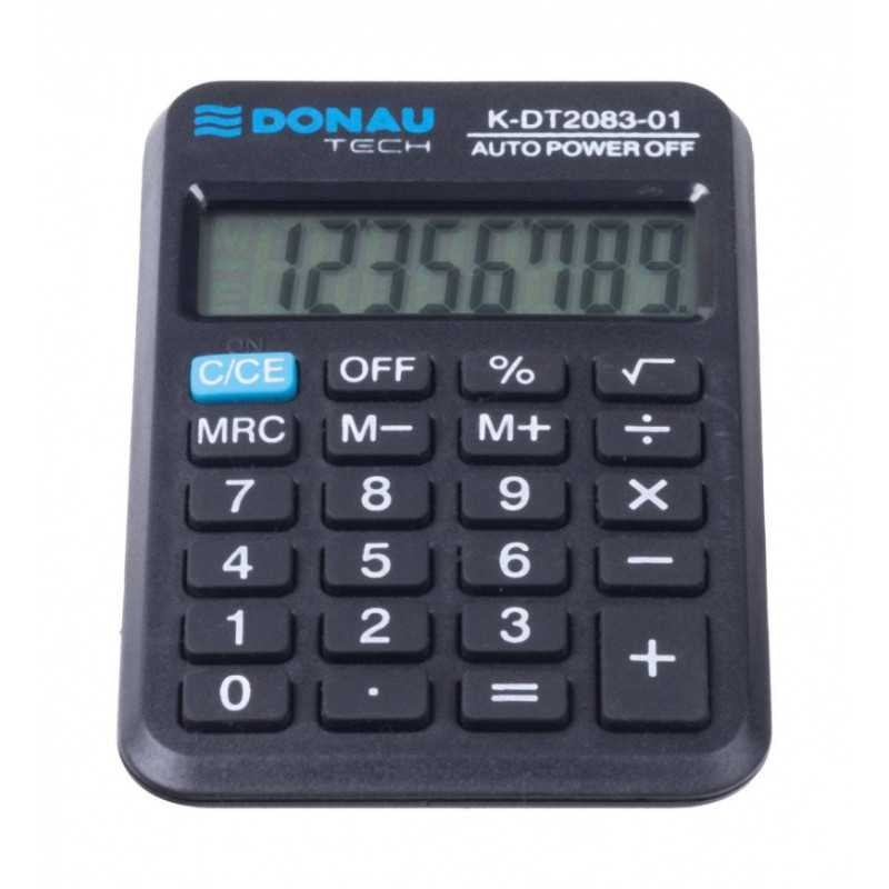 Kalkulator kieszonkowy DONAU TECH, CI-LC110NR, 8-cyfr. wyświetlacz, wym. 89x58x11 mm, czarny
