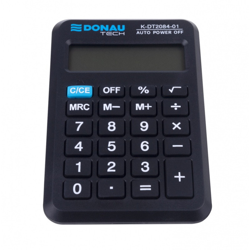 Kalkulator kieszonkowy DONAU TECH, CI-LC210NR, 8-cyfr. wyświetlacz, wym. 97x62x11 mm, czarny