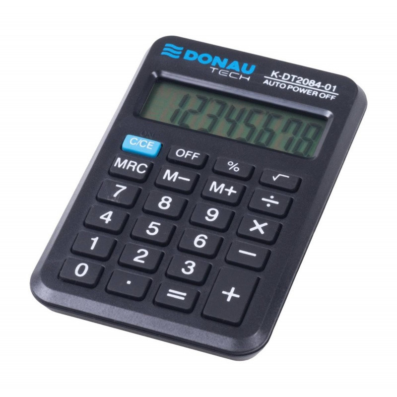 Kalkulator kieszonkowy DONAU TECH, CI-LC210NR, 8-cyfr. wyświetlacz, wym. 97x62x11 mm, czarny