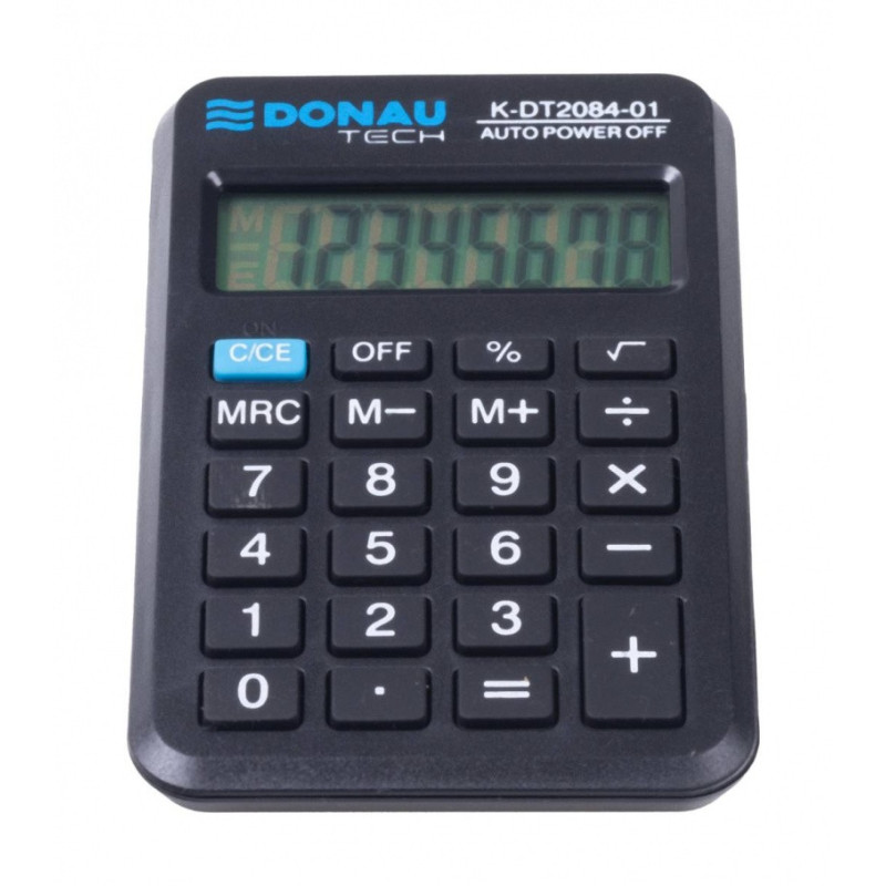 Kalkulator kieszonkowy DONAU TECH, CI-LC210NR, 8-cyfr. wyświetlacz, wym. 97x62x11 mm, czarny