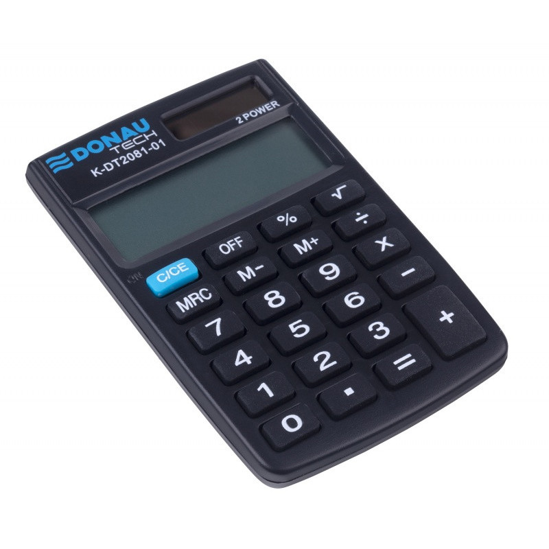 Kalkulator kieszonkowy DONAU TECH, CI-SLD100NR, 8-cyfr. wyświetlacz, wym. 90x60x11 mm, czarny